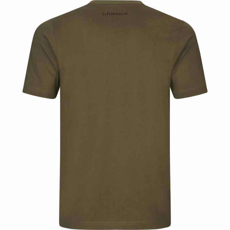 Harkila H-Logo S/S Mens Lightweight Cotton T-Shirt - Dark Olive Instant Discount