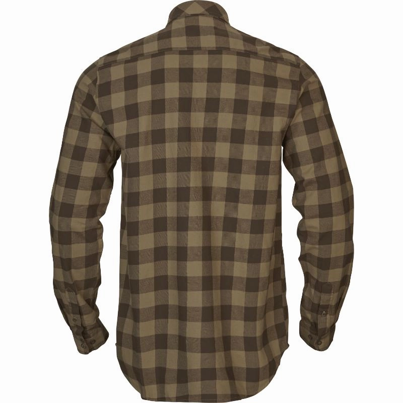 Weekend Flash Offer Sale Ending Soon Harkila Scandinavian Long Sleeve Mens Shirt - Antique Bronze Check