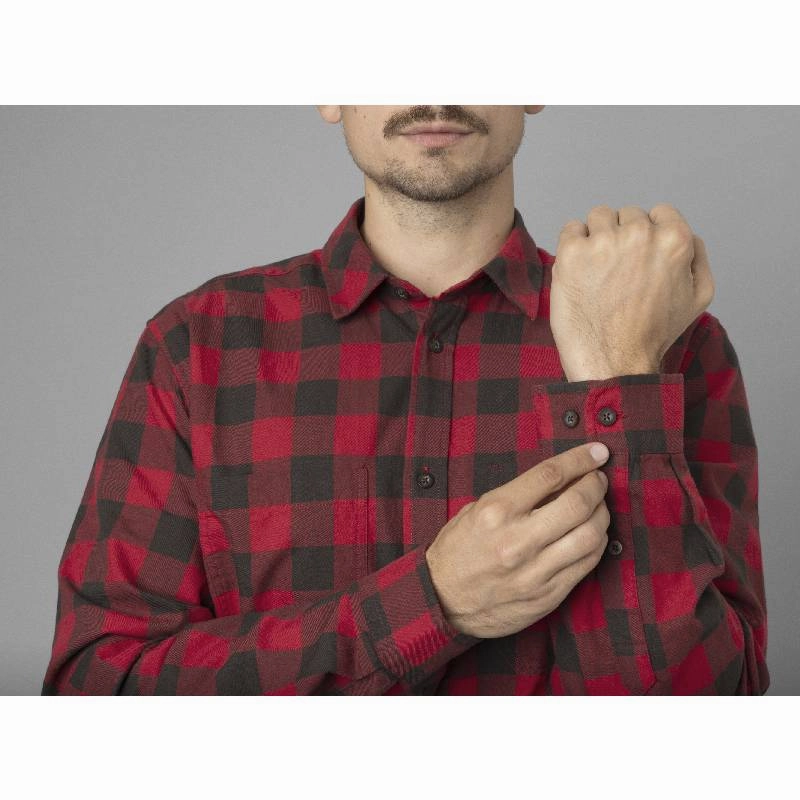 Harkila Scandinavian Long Sleeve Mens Shirt - Red Check Limited Stock Deals
