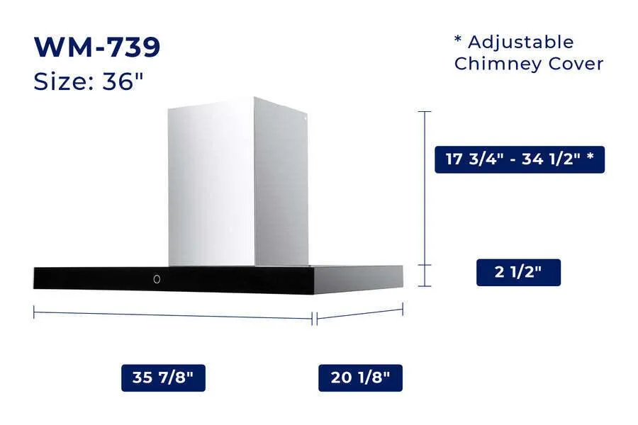 Hauslane WM739SS36 Hauslane Chef 36-In Convertible Stainless Steel Wall-Mounted Range Hood