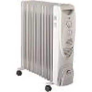 Heater, Oil-Filled Radiator, 2500 W, 13 Fins, White
