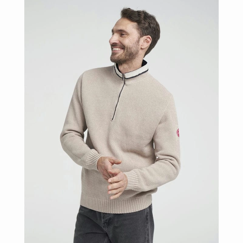 Holebrook Classic Windproof Mens 1/4 Zip Jumper - Khaki Todays Steal