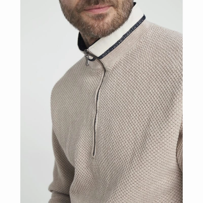 Hot Item Clearance Hot Pick Sale Holebrook Classic Windproof Mens 1/4 Zip Jumper - Khaki