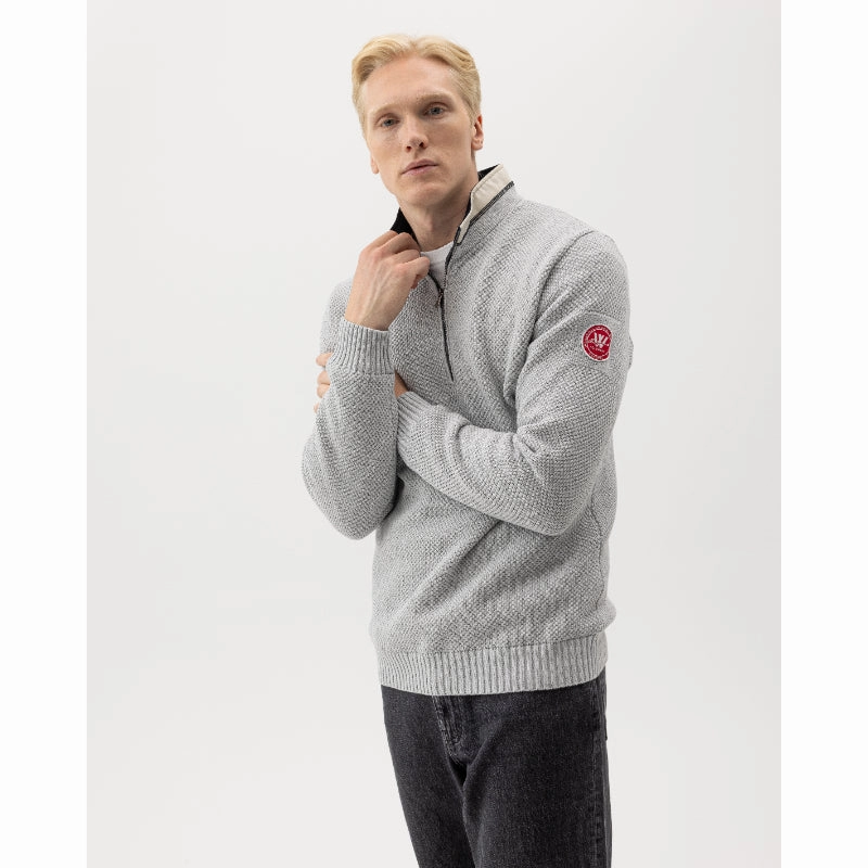 Holebrook Classic Windproof Mens 1/4 Zip Jumper - Marble Grey Perfect Gift Offer