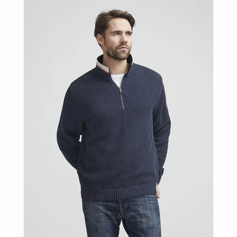 Holebrook Classic Windproof Mens 1/4 Zip Jumper - Navy Melange Exclusive Deal Inside