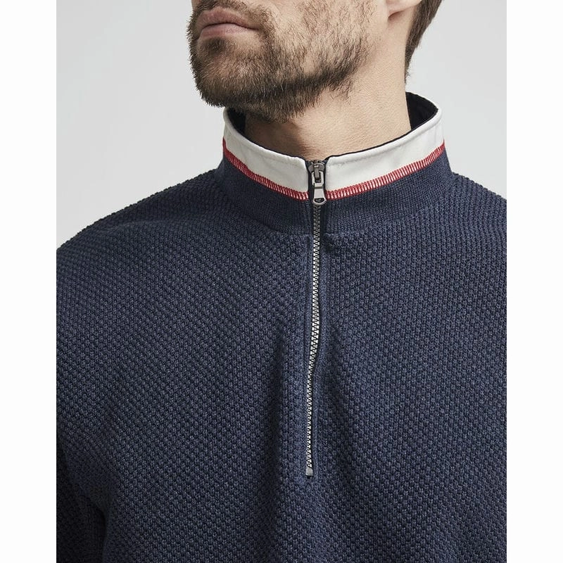 Holebrook Classic Windproof Mens 1/4 Zip Jumper - Navy Melange Todays Mega Savings Today Only Special