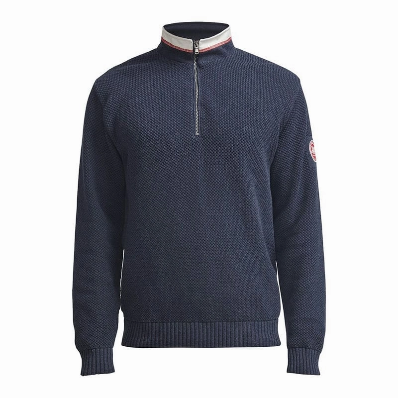Hot Sale Frenzy Save Today Event Holebrook Classic Windproof Mens 1/4 Zip Jumper - Navy Melange