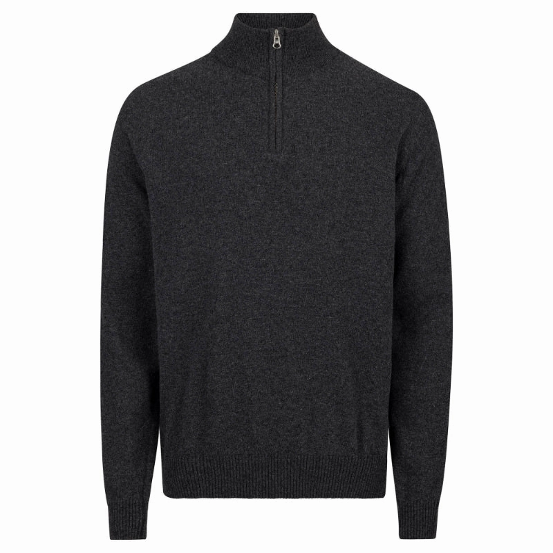 Holebrook Dennis Mens Cashmere Blend 1/4 Zip Jumper - Anthracite Melange Special Offer Inside Unmissable Deal Today
