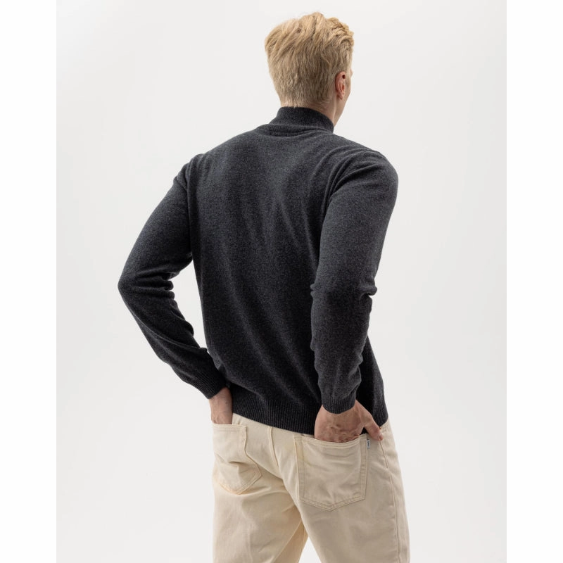 Holebrook Dennis Mens Cashmere Blend 1/4 Zip Jumper - Anthracite Melange Shop the Best Deals Today Only Discount Alert