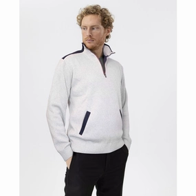 Gift Ideas Galore Holebrook Peter Windproof 1/4 Zip Cotton Mens Jumper - Light Grey Melange
