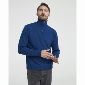 Hot Discount Deal Sale Ending Soon Holebrook Stellan Windproof Mens Merino 1/4 Zip Jumper - Dark Royal