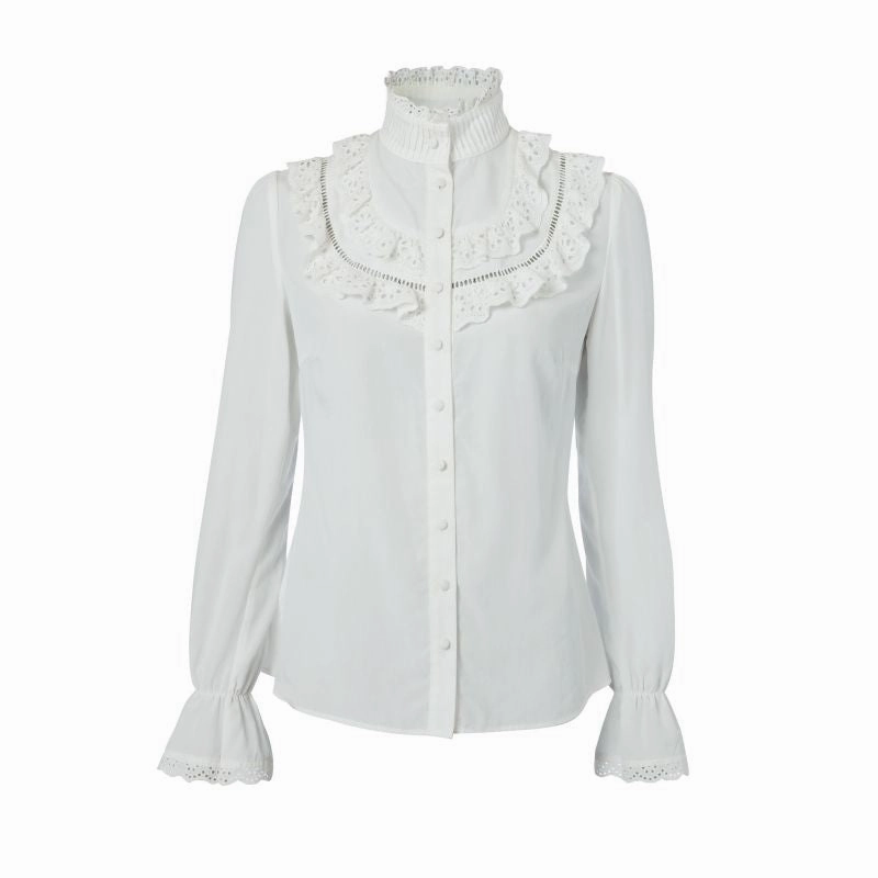 Holland Cooper Audley Lace Ladies Blouse - White MustHave Clearance Mega Online Discount