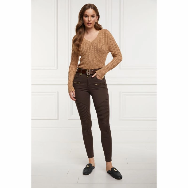 Dont Miss These Savings Gift Sale Event Holland Cooper Biker Ladies Jeans - Chocolate