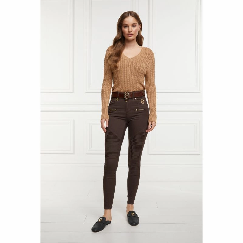 Holland Cooper Biker Ladies Jeans - Chocolate Special Online Offer Instant Discount