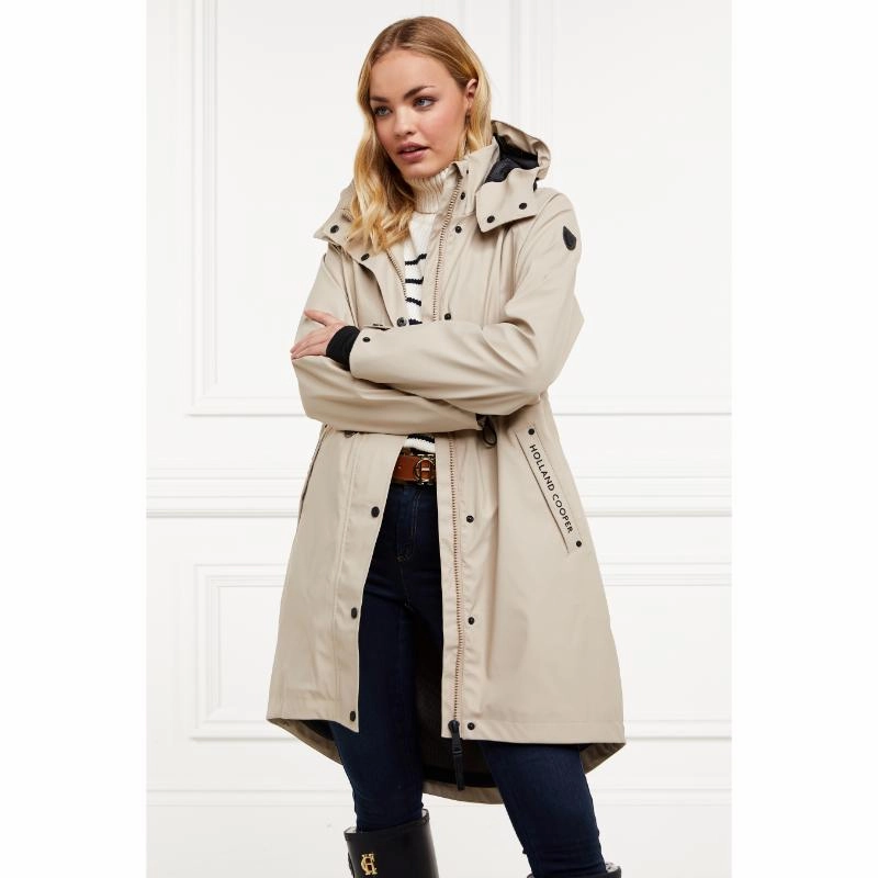Shop Save Today Holland Cooper Chartwell Rain Ladies Waterproof Parka - Stone