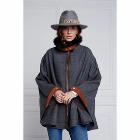 Dont Wait Save Special Steal Event Holland Cooper Chiltern Ladies Tweed Cape - Mid Blue Check