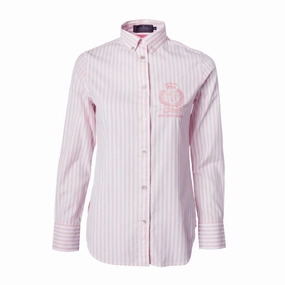 Online Exclusive Offer Holland Cooper Classic Button Down Ladies Shirt - Pink Stripe