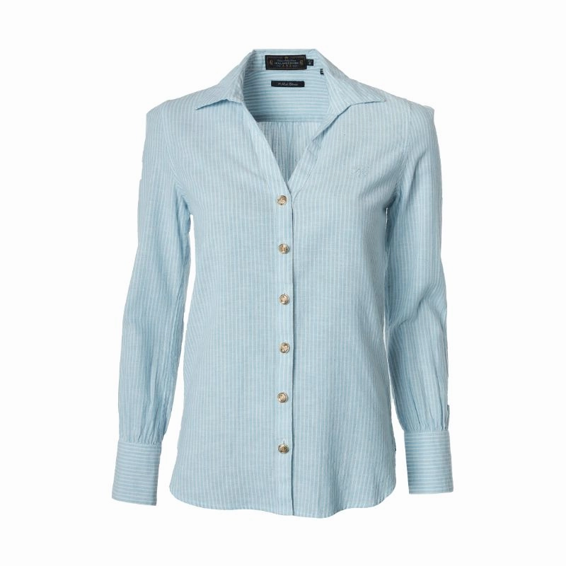Save More Online Flash Sale Now Holland Cooper Classic V-Neck Blouse - Azure Stripe