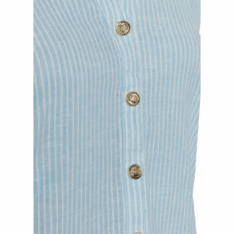 Holland Cooper Classic V-Neck Blouse - Azure Stripe Instant Savings Deal