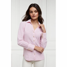 Clearance Blowout Hot Offer Ending Soon Holland Cooper Classic V-Neck Blouse - Pink Stripe