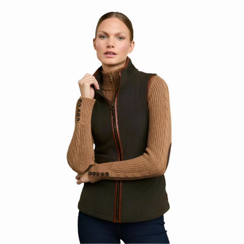 Best Seller Deal Holland Cooper Country Ladies Fleece Gilet - Khaki