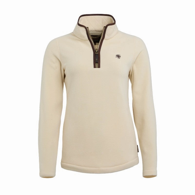 Holland Cooper Country Ladies Fleece Quarter Zip Jumper - Cream Surprise Offer Now Instant Savings Inside