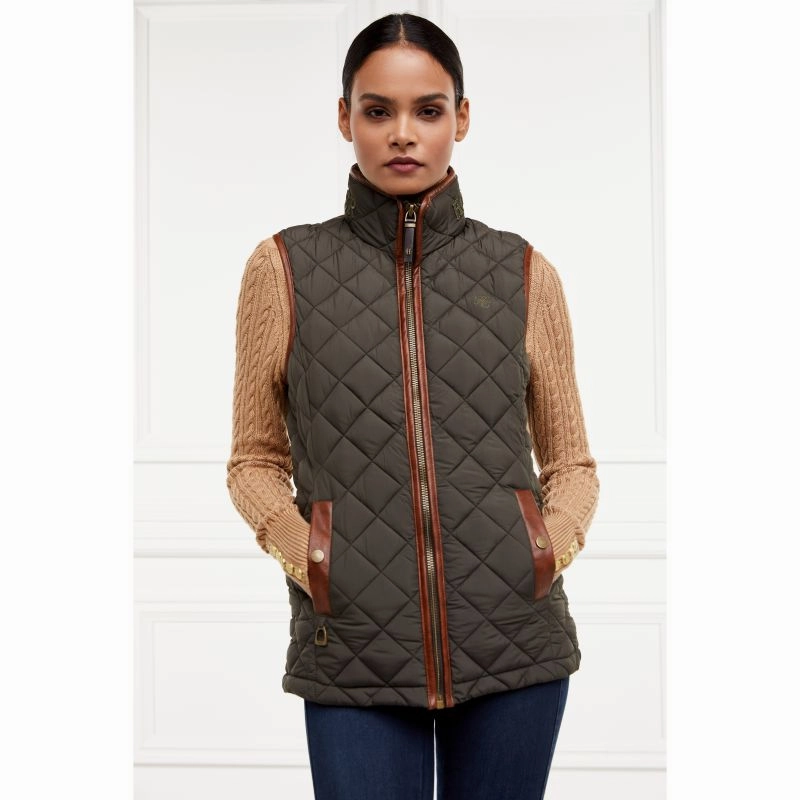 Holland Cooper Country Ladies Quilted Gilet - Heritage Khaki Perfect Gift Offer