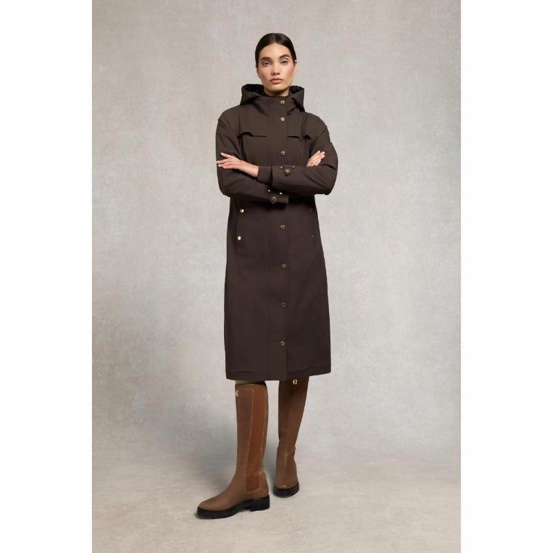 Holland Cooper Folgate Ladies Waterproof Rain Coat - Chocolate Last Chance Offer Shop Hot Deals