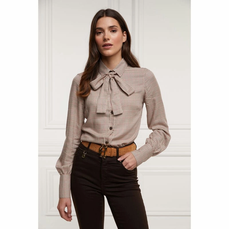 Holland Cooper Heritage Ladies Shirt - Oatmeal Check Best Price Online