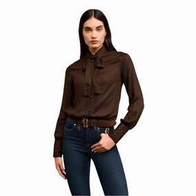 Gift Sale Event Holland Cooper Heritage Ladies Shirt - Tobacco Herringbone