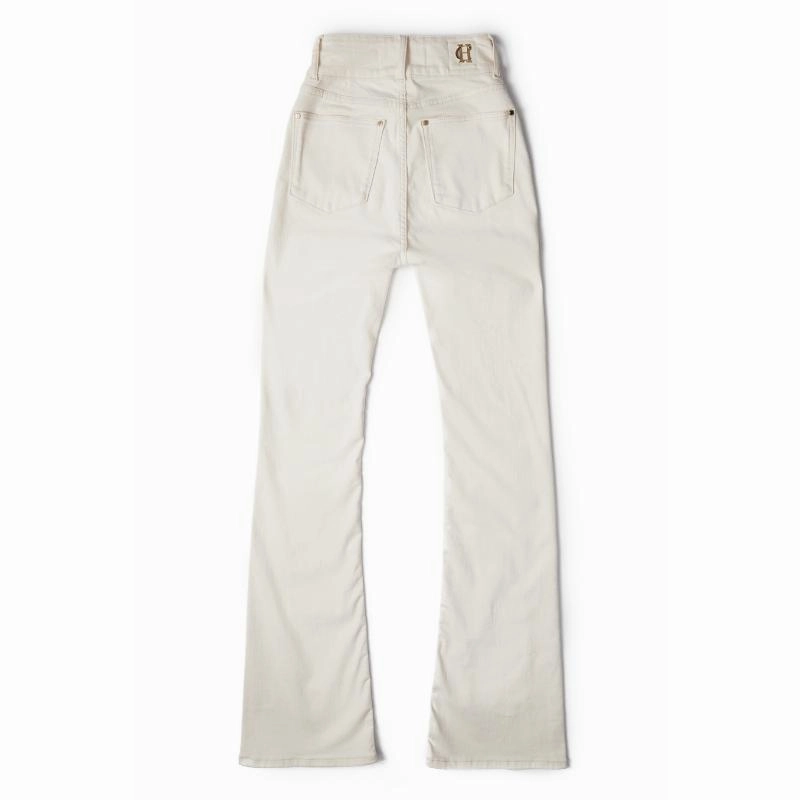 Holland Cooper High Rise Flared Ladies Jeans - Oatmeal Special Online Offer