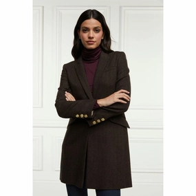 Holland Cooper Highgrove Ladies Tweed Coat - Chocolate Herringbone Weekend Specials