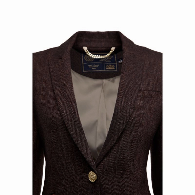 Holland Cooper Highgrove Ladies Tweed Coat - Chocolate Herringbone Price Slash Today Flash Sale Alert Now