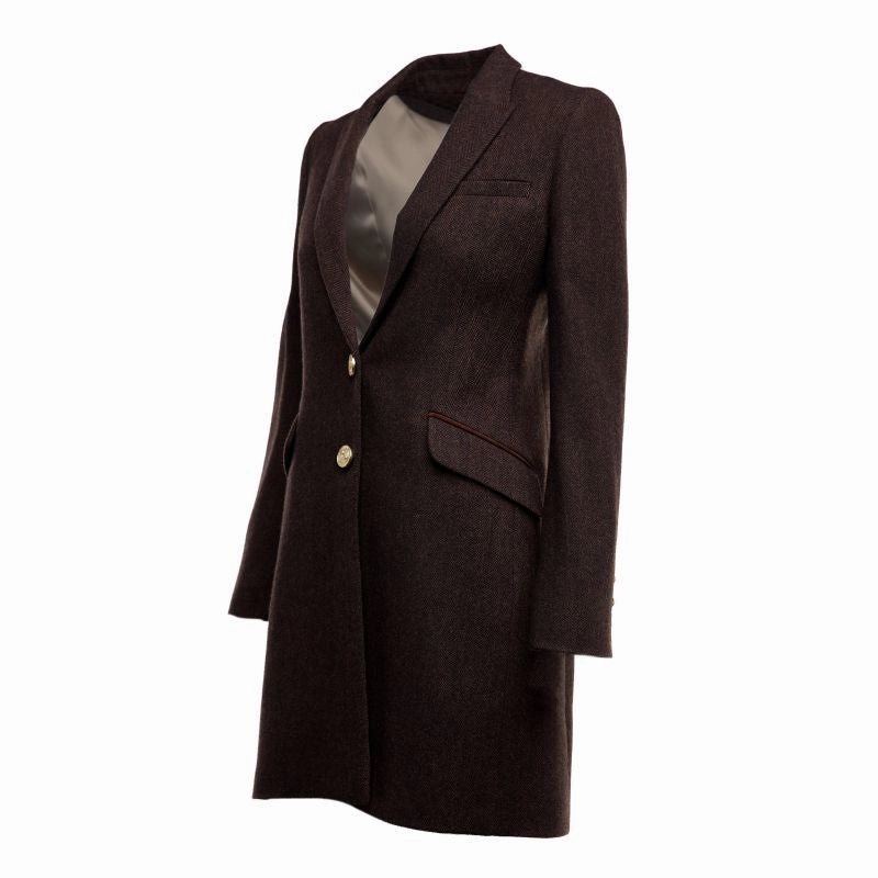 Trendy Picks Today Holland Cooper Highgrove Ladies Tweed Coat - Chocolate Herringbone
