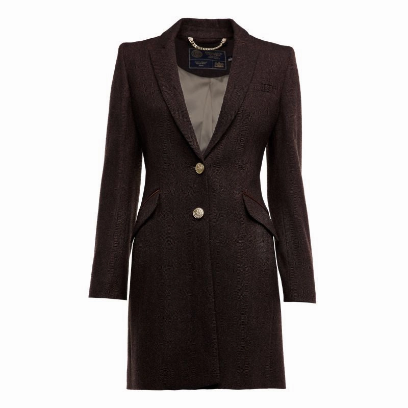 Weekend Specials Dont Miss These Savings Holland Cooper Highgrove Ladies Tweed Coat - Chocolate Herringbone