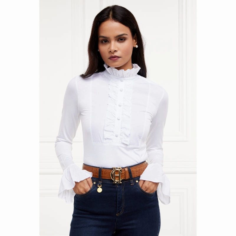 Holland Cooper Melissa Ladies Jersey Blouse - White Gift Sale Event Trending Offer Today