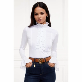 Holland Cooper Melissa Ladies Jersey Blouse - White Gift Sale Event Trending Offer Today