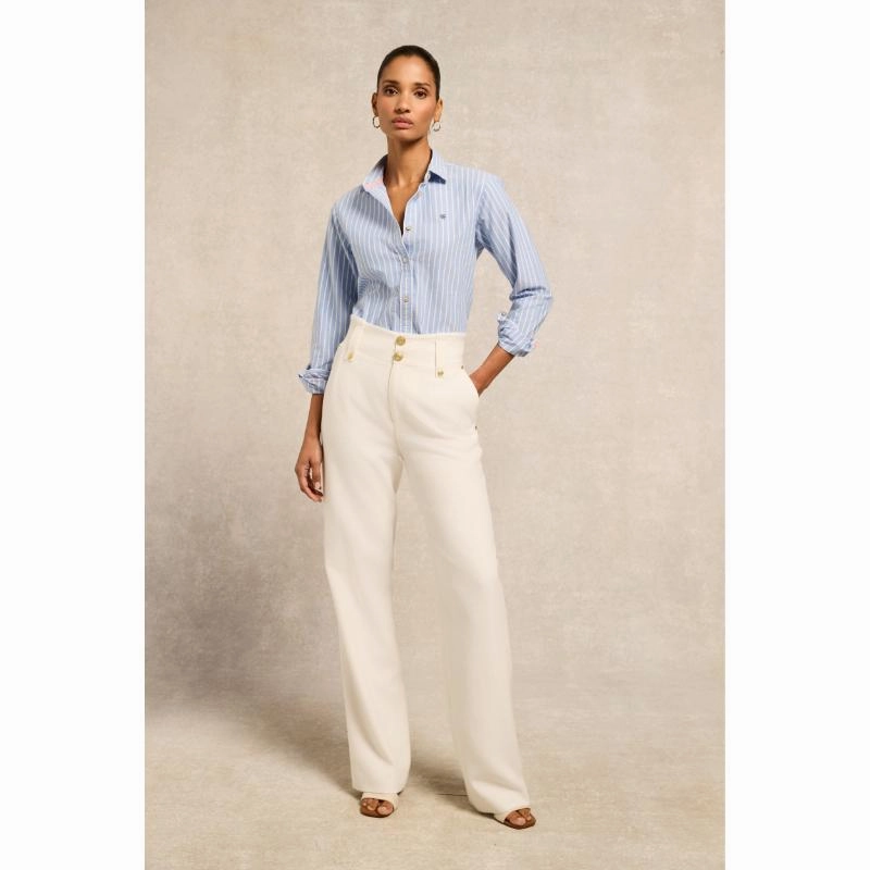 Grab Your Deal Today Limited Edition Offer Holland Cooper Oxford Ladies Shirt - Sky Blue Stripe