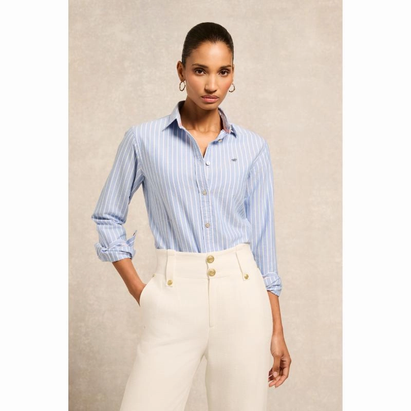 Weekend Flash Offer Holland Cooper Oxford Ladies Shirt - Sky Blue Stripe