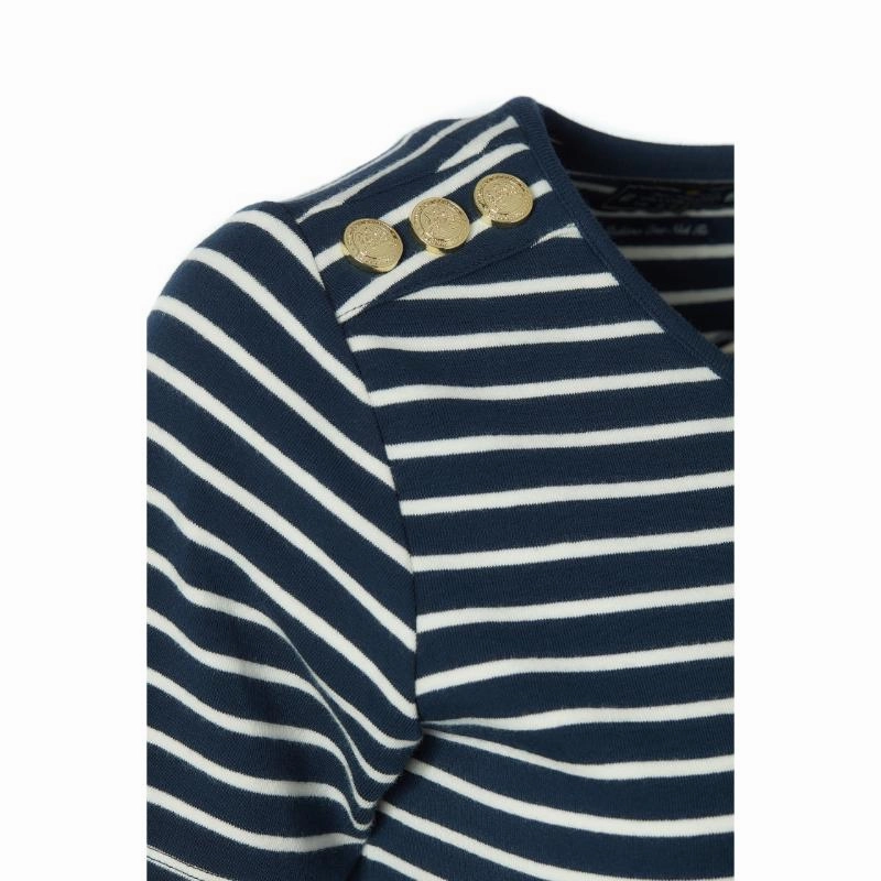 Special Deals Online Holland Cooper Padstow Ladies Crew Neck T-Shirt - Ink Navy/Natural Stripe