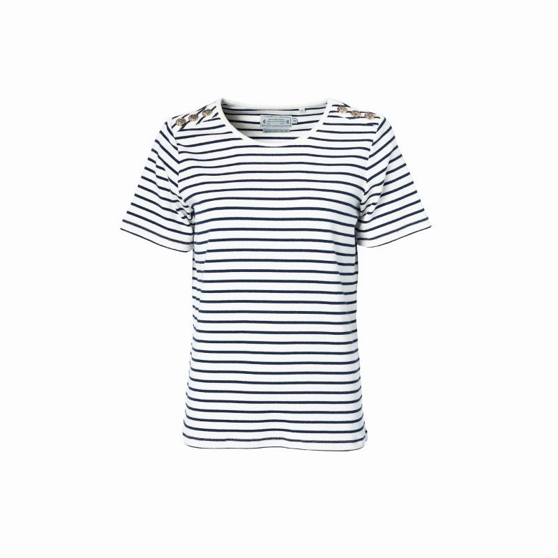 Holland Cooper Padstow Ladies Crew Neck T-Shirt - Natural Ink/Navy Stripe Shop Save Today Weekend Flash Offer