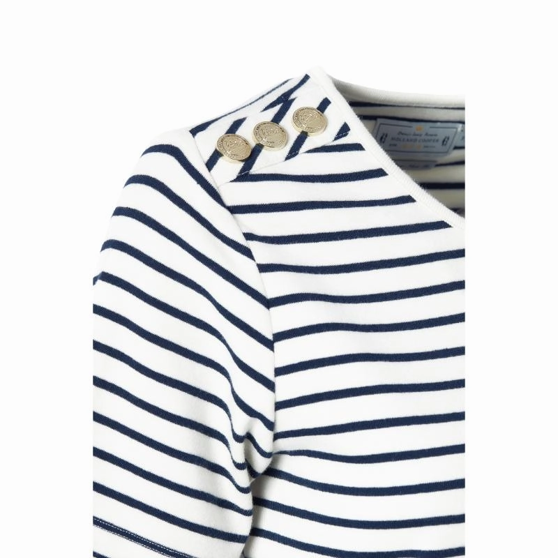 Holland Cooper Padstow Ladies Crew Neck T-Shirt - Natural Ink/Navy Stripe Hot Deals Today