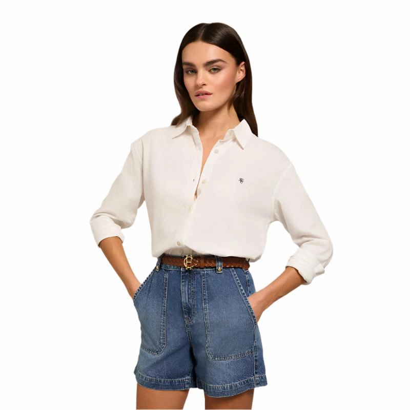 Todays Hot Pick Today Only Offer Holland Cooper Relaxed Fit Ladies Linen Shirt - Optic White
