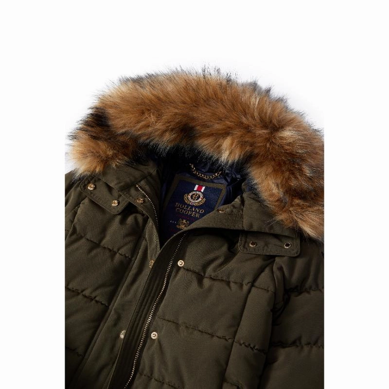 Holland Cooper Stoneleigh Longline Ladies Coat - Khaki Clearance Blowout Grab It Before Gone