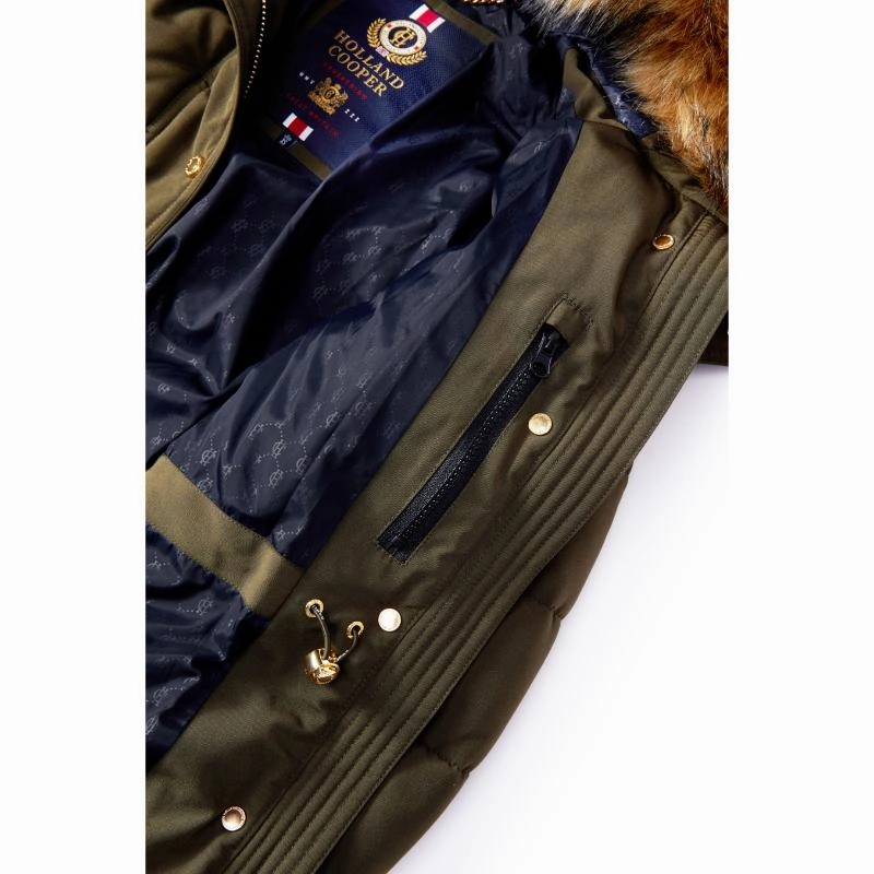 Holland Cooper Stoneleigh Longline Ladies Coat - Khaki MustHave Deals Shop Grab Offer