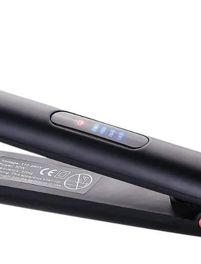 Home Electric Hair Straightener Ceramic 30W Black 20 Mm Plates Heat 220 C Flar Iron With