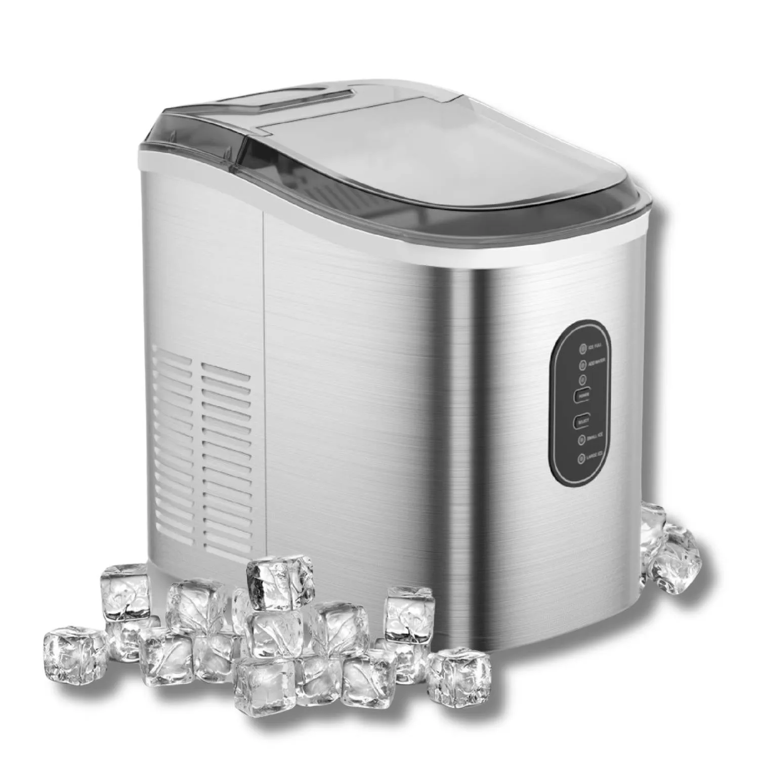 Home Electric Ice Maker, Water Shortage Reminder Full Ice, 105Watts, Silver