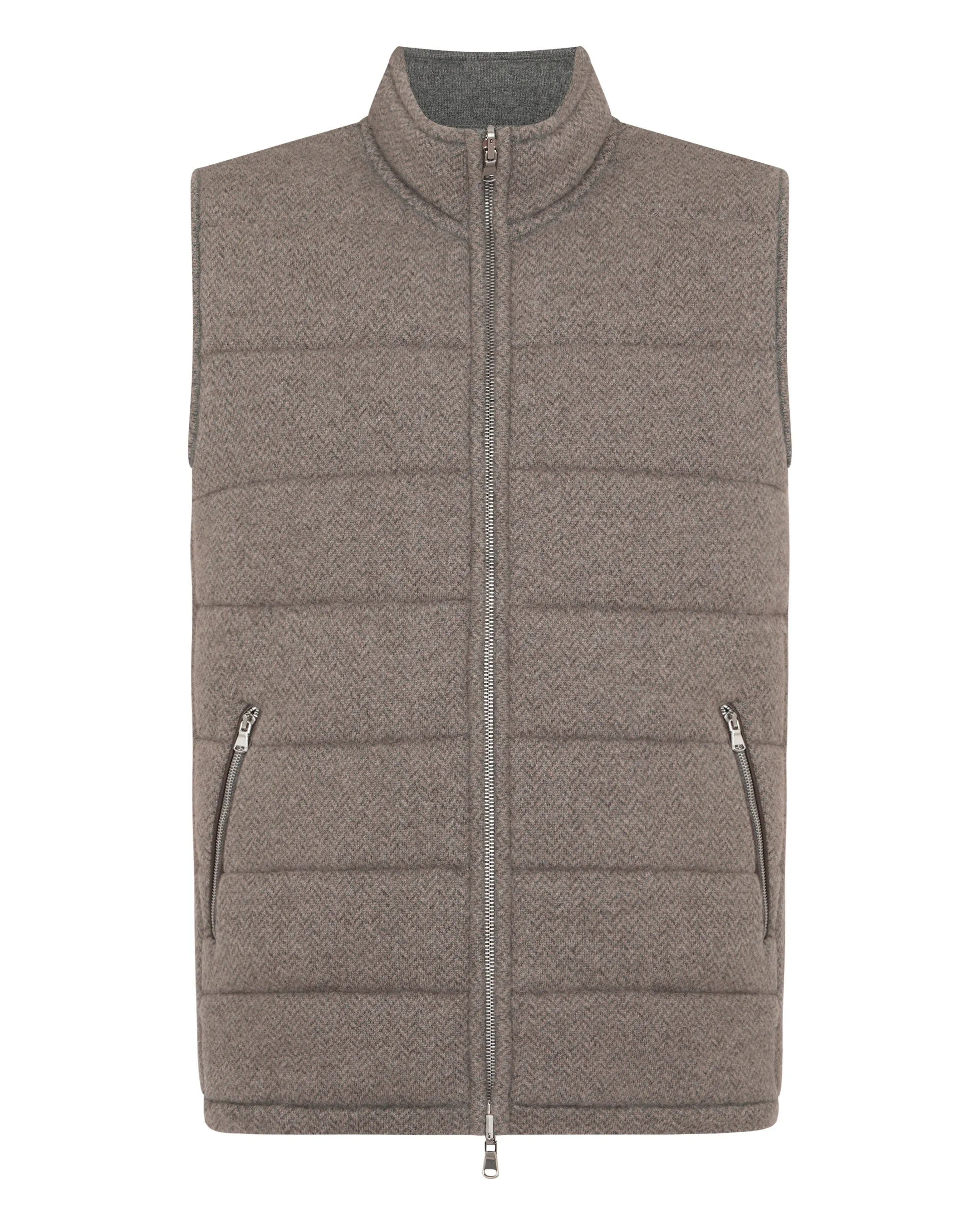 Shop Save Big Todays Special Savings Men'S Mall Herringbone Cashmere Gilet Smoky Herringbone Grey