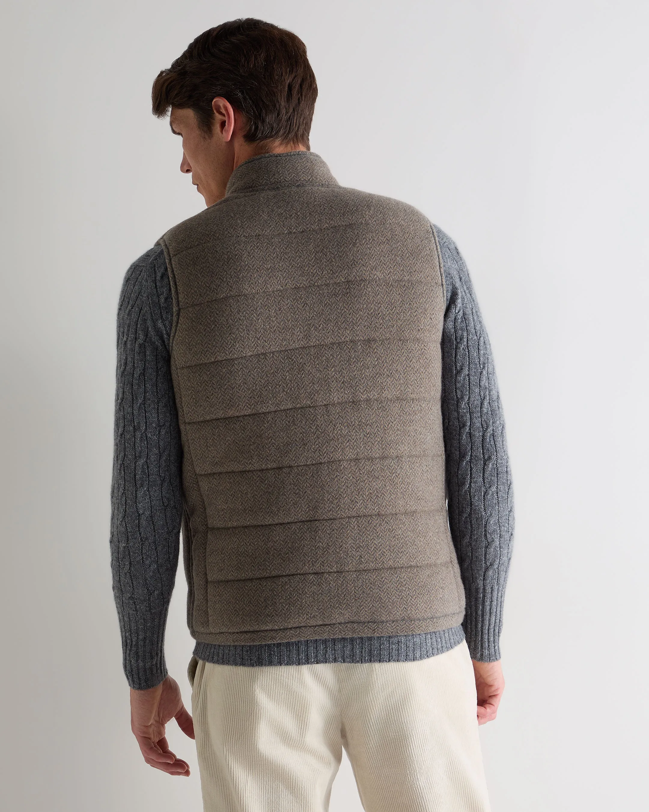 Flash Sale Alert Men'S Mall Herringbone Cashmere Gilet Smoky Herringbone Grey