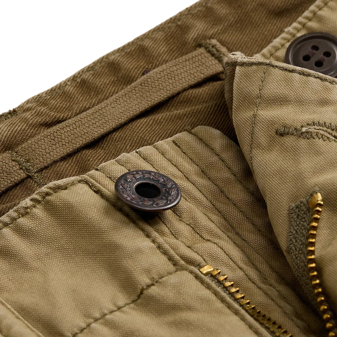 Rrl By Ralph Lauren Regiment Poplin Cargo Trouser Dark Khaki Shop Grab Offer Instant Discount